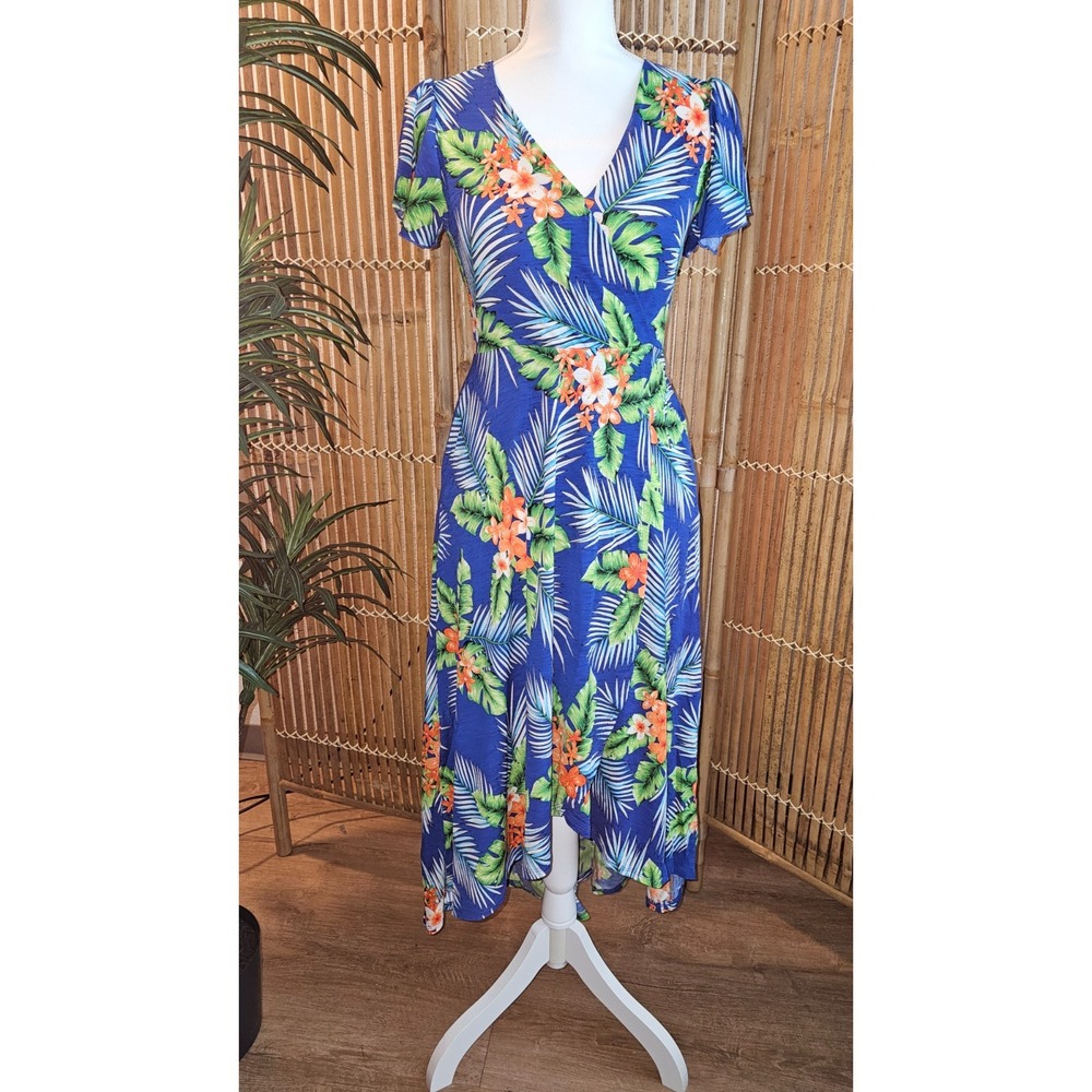 Hailey & Co Hawaiian Tropical Floral V Neck Floral Maxi Dress Size Medium